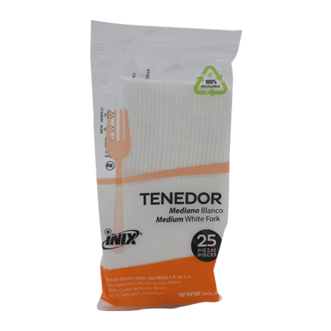 TENEDOR MEDIANO BLANCO INIX 25 PIEZ...