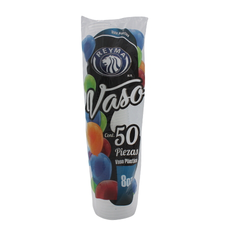 VASO PLASTICO NUM 8 REYMA PAQUETE 5...